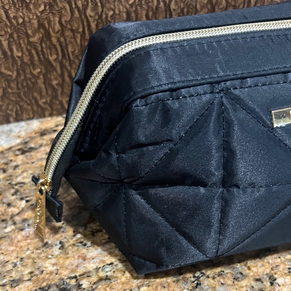 Modella Black Quilted Makeup Bag - Picture 4 of 11